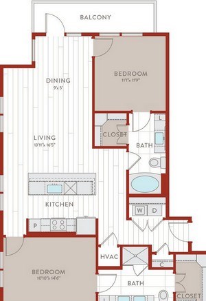 Aura Bluffview Apartments B23 Floor Plan Aura Bluffview Apartments B23 Floor Plan